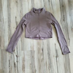 LA Society Cropped Athletic Mesh Zip-Up Jacket Size M Llilac Purple